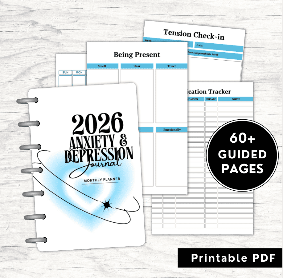 2026 Printable Anxiety & Depression Journal PDF | Mood Tracker, Therapy Prompts, Self-Reflection & Coping Tools